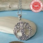 925 Sterling Silver Tree of Life Viking Yggdrasil Necklace Mjolnir Pendant