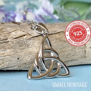 Celtic Knot Necklace 925 Sterling Silver Irish Amulet Trinity Pendant Chain Rope