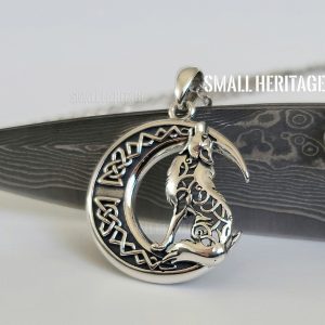 Small Heritage 925 Sterling Silver Wolf Moon Necklace