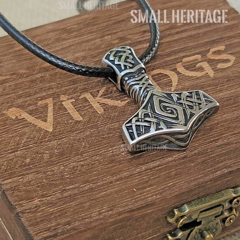 Viking Mjolnir Necklace Stainless Steel Hammer Pendant Thor Norse Amulet Men Box