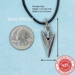 925 Sterling Silver Small Arrowhead Pendant Necklace Rope Amulet