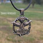 Viking Stainless Steel Mjolnir Necklace Huginn Muninn Pendant Raven