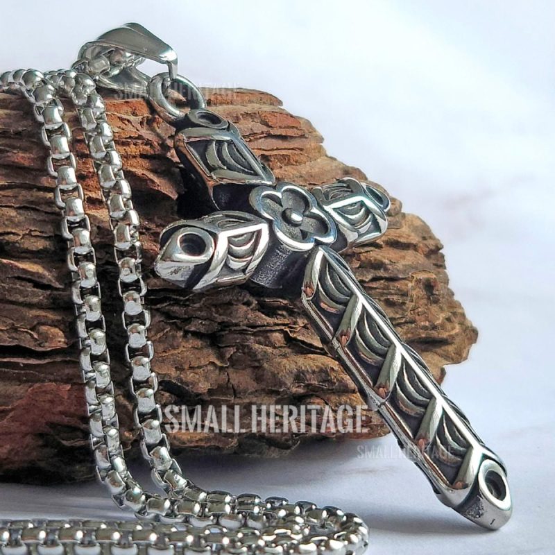 Celtic Irish Cross Necklace Stainless Steel Norse Pendant