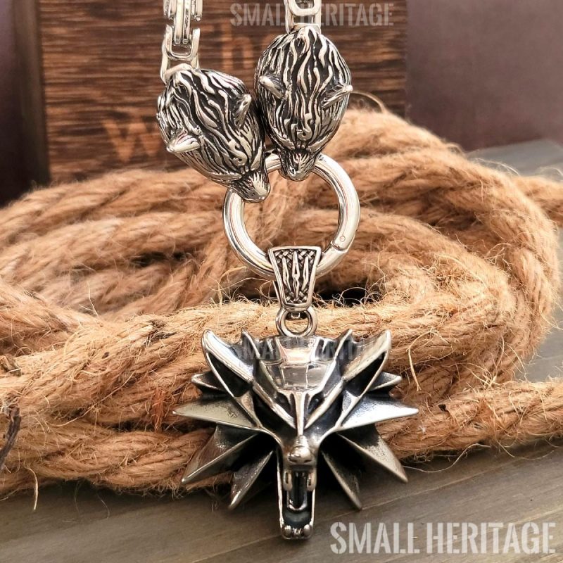 Wolf Head Large Heavy Witcher Necklace Stainless Steel Pendant
