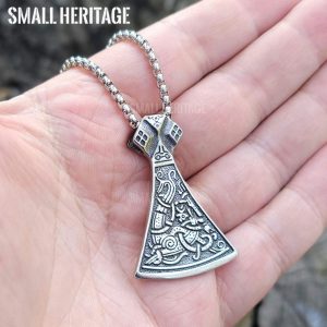 Viking Axe Necklace Pendant Chain Norse Amulet