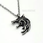 Small Heritage Wolf Head Viking Necklace Witcher Pendant