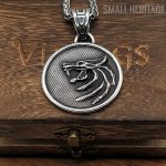 Small Heritage Wolf Head Necklace Stainless Steel Viking Witcher Pendant