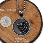 Small Heritage Wolf Head Necklace Stainless Steel Viking Witcher Pendant