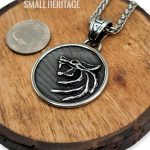 Small Heritage Wolf Head Necklace Stainless Steel Viking Witcher Pendant