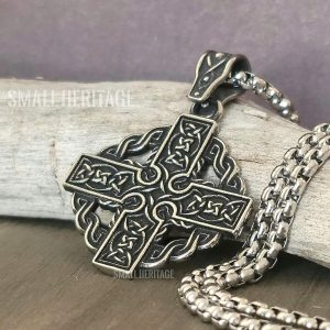 Celtic Cross Necklace Stainless Steel Irish Christian Pendant