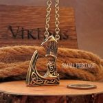 Viking Axe Necklace Stainless Steel Pendant Chain Rope Odin Thor Norse