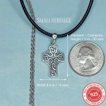 Small Heritage Celtic Cross Necklace 925 Sterling Silver Small Irish Pendant Chain