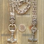 Wolf Head Viking Necklace Stainless Steel Norse Mjolnir Pendant