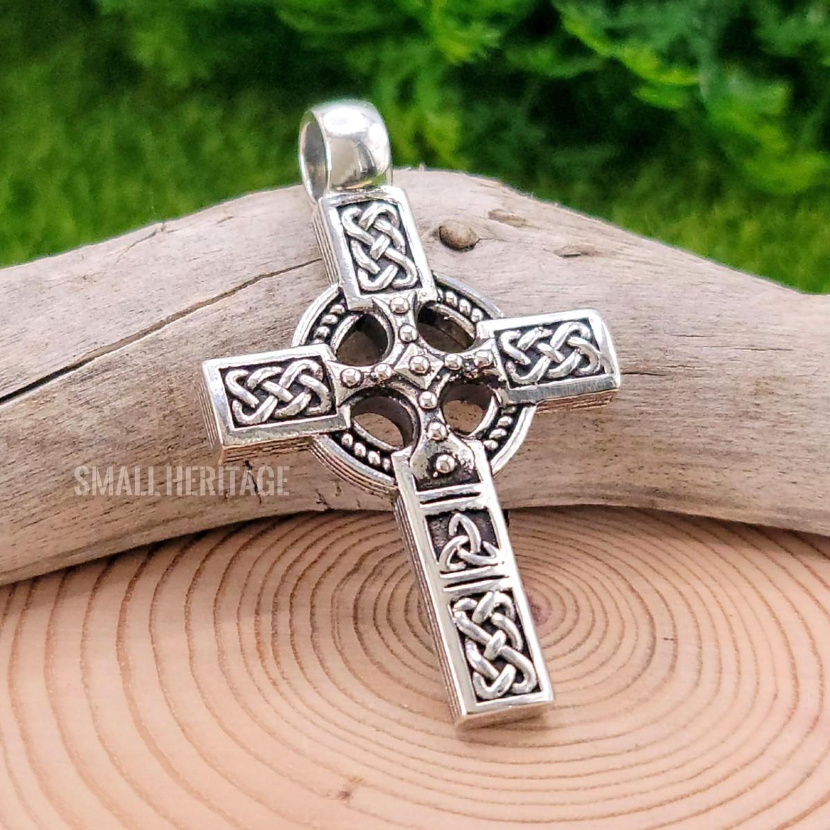 Celtic Cross Necklace Irish Viking 925 Sterling Silver Pendant