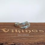 925 Sterling Silver Adjustable Viking Dragon Ring Rune Amulet