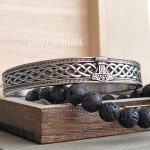 SIlver Color Stainless Steel Viking Bracelet Hammer Gift Box