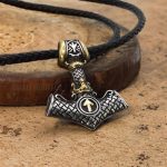 Norse Mjolnir Necklace Stainless Steel Hammer Leather Rope Chain