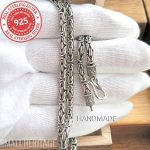 Handcrafted 925 Sterling Silver Byzantine Chain Necklace
