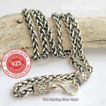 925 Sterling Silver Wheat Spiga Chain Necklace 60cm - Viking Gift Box Included