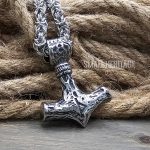 Viking Thurisaz Rune Mjolnir Large Necklace Stainless Steel Pendant Hammer