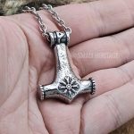 Chain - Helm of Awe Mjolnir Viking Protection Necklace Thurisaz Rune