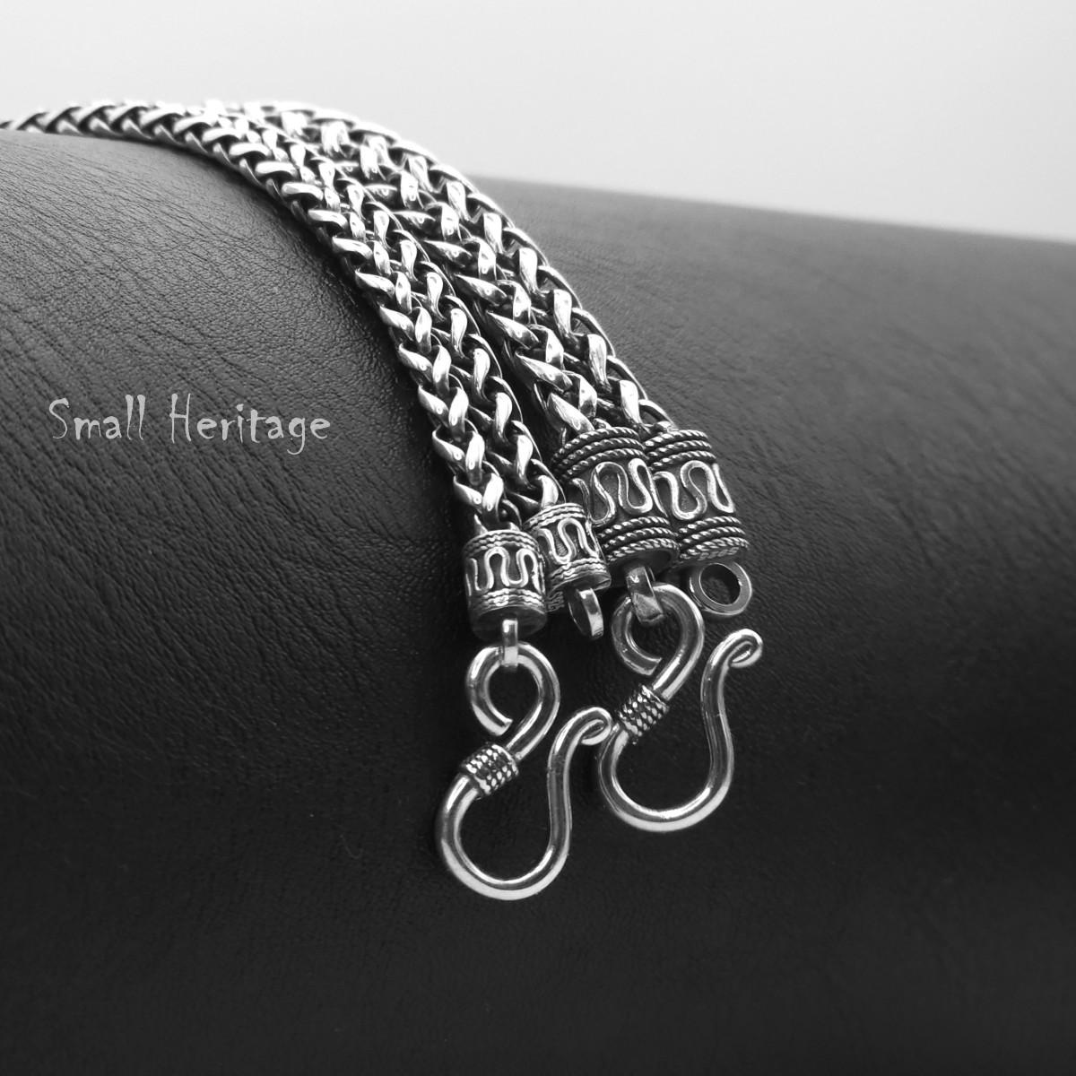925 Sterling Silver Wheat Spiga Chain Necklace 60cm - Viking Gift Box Included
