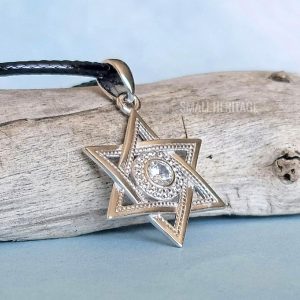 Star of David Necklace 925 Sterling Silver Pendant Chain & Cubic Zirconia Women