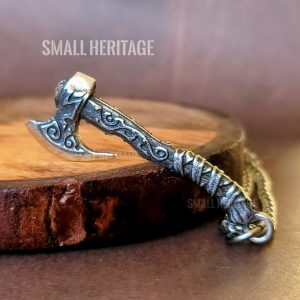 Men Viking Axe Necklace Thor Pendant Odin Amulet