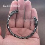 Stainless Steel Viking Wolf Head Cuff Norse Bracelet Celtic Bangle Viking Box