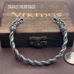 Stainless Steel Viking Wolf Head Cuff Norse Bracelet Celtic Bangle Viking Box
