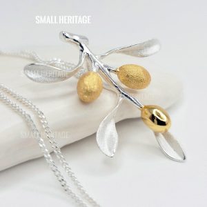 Olive Leaves Branch Necklace 925 Sterling Silver