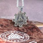 Norse Vegvisir Valknut Necklace Viking Stainless Steel Pendant Chain