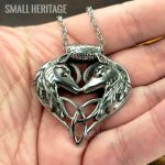 Wolves Love Knot Necklace Heart Amulet