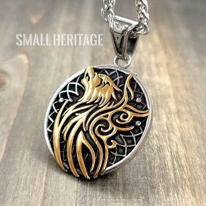 Viking Wolf Necklace Norse Valknut Pendant