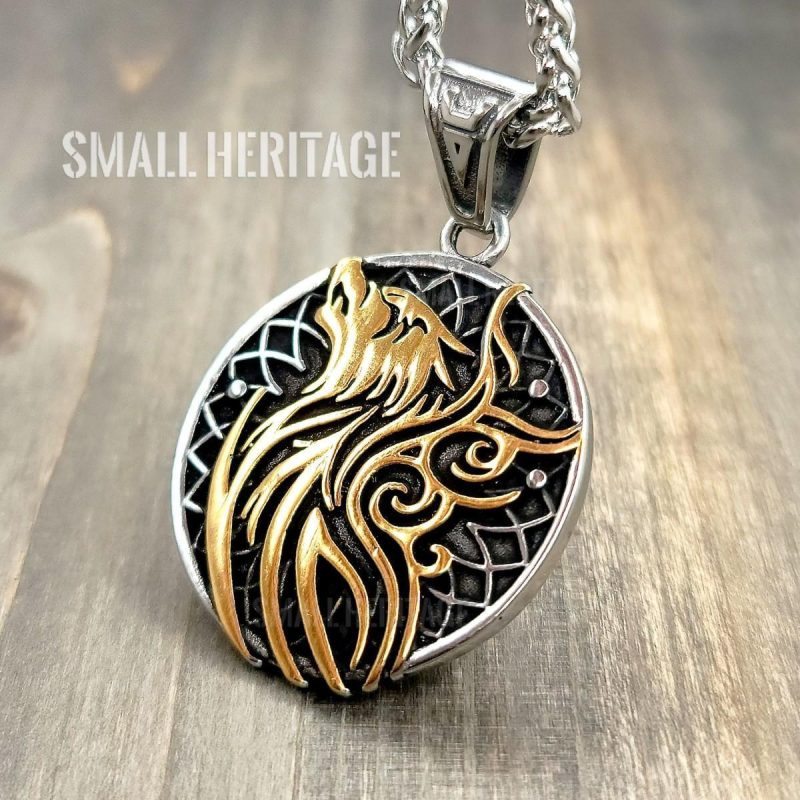 Viking Wolf Necklace Norse Valknut Pendant
