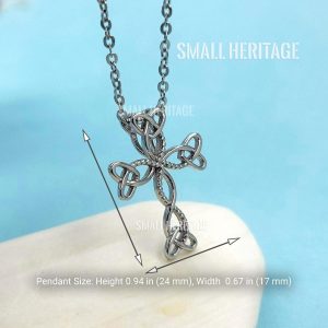Celtic Irish Love Knot Cross Necklace 925 Sterling Silver