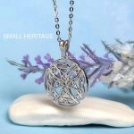 925 Sterling Silver Irish Celtic Cross Necklace Small Round Pendant