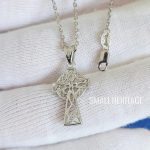 Celtic Cross Necklace 925 Sterling Silver Small Irish Pendant