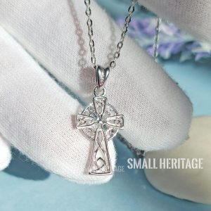 Celtic Cross Necklace 925 Sterling Silver Small Irish Pendant