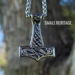 Viking Mjolnir Pendant Stainless Steel Necklace Chain Norse Thor Hammer