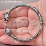 Viking Stainless Steel Cuff Norse Wolf Head Bracelet Bangle