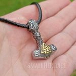 Viking Mjolnir Hammer Small Pendant Valknut Stainless Steel Necklace