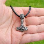 Viking Mjolnir Hammer Small Pendant Valknut Stainless Steel Necklace