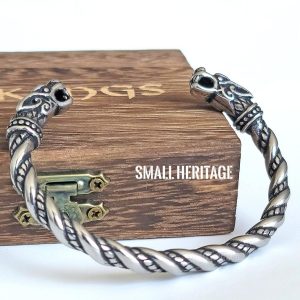 Stainless Steel Viking Wolf Head Cuff Norse Bracelet Celtic Bangle Viking Box