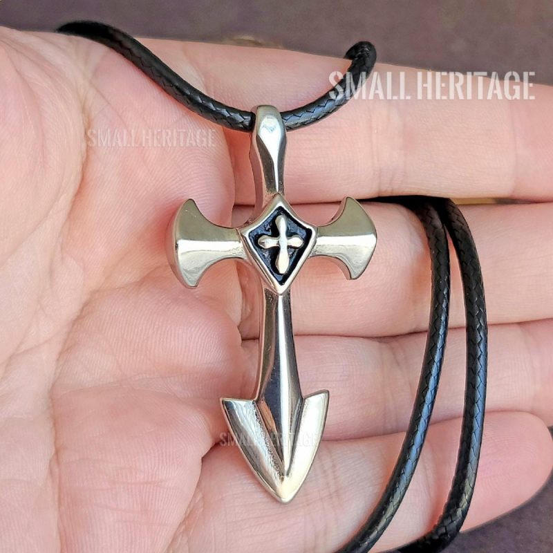Crusader Cross Necklace Medieval Style Pendant