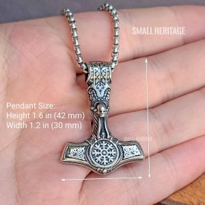Viking Mjolnir Necklace Norse Vegvisir