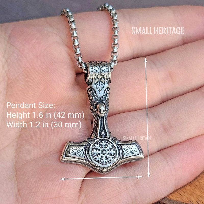 Viking Mjolnir Necklace Norse Vegvisir