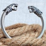 Men Cuff Stainless Steel Adjustable Bracelet Medieval Style Bangle