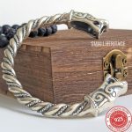 925 Sterling Silver Dragon Bracelet Viking Cuff Medieval Arm Ring