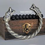 925 Sterling Silver Dragon Bracelet Viking Cuff Medieval Arm Ring